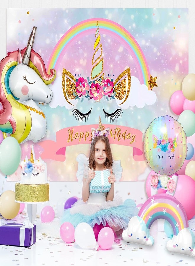 Winrayk 142Pcs Pink Unicorn Party Decorations Birthday Supplies for Girls, Pink Balloon Arch with Backdrop Tablecloth Large Self-designed Foil Balloons, Kids Rainbow Unicorn Theme Birthday Decorations - Image 4